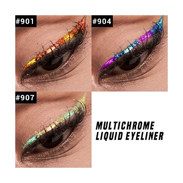 CHARMACY Caméléon Eyeliner liquide à paillettes, hautement pigmenté, multicolore intense métallique, imperméable, pointe ultr...