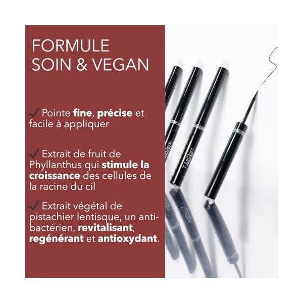 T.LeClerc Eyeliner NOIR Liquide Actif Croissance - Stimule la pousse des cils - Yeux Sensibles - Tracé Précis et Facile - Cou...
