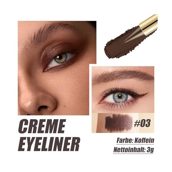 Eyeliner, imperméable à séchage rapide, gel marron, pigmenté et résistant aux taches, crayon kajal marron, pour un maquillage