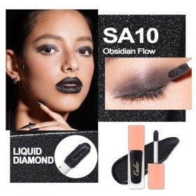 Oulac Fard à Paupières Noire Liquide Mat–Eye Liner Noir Effet Velours Intense,Ultra Pigmentée,Séchage Rapide,Make-up imperméa