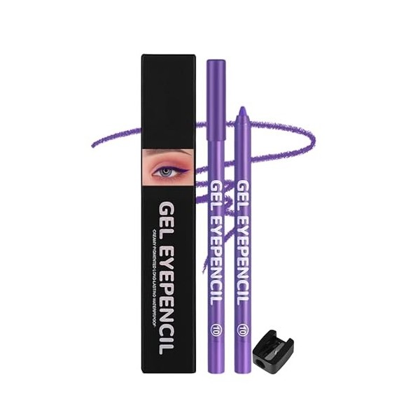 Erinde Crayon Yeux Waterproof Violet, Crayon Gel Eyeliner, Haute Pigmentation, Longue Durée, Résistant à lEau, Inclut un Tai