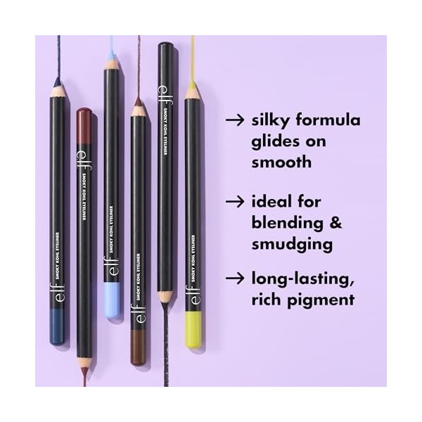 e.l.f. Eyeliner Kohl Smoky, crayon à paupières hautement pigmenté pour des looks maquillage intenses et durables, vegan et sa