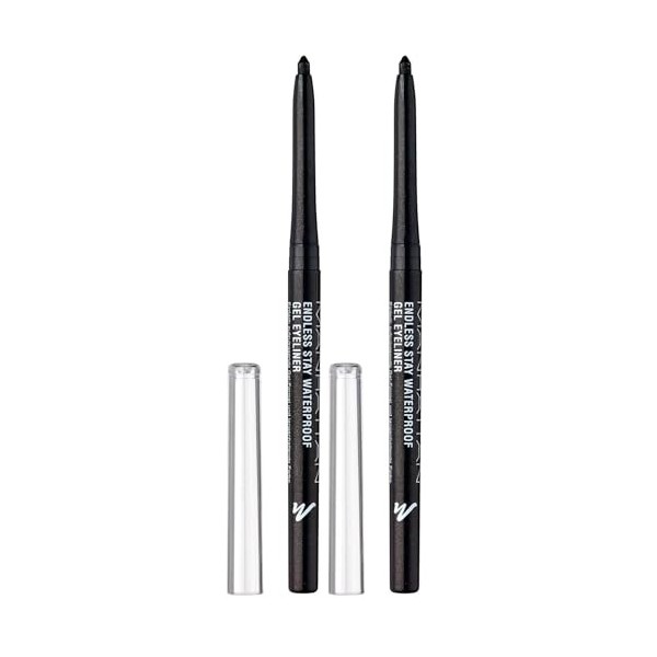 Manhattan Endless Stay Waterproof - Eyeliner en gel noir avec paillettes et mine amovible sans tailler - Couleur Starlit Blac