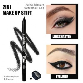 Eyeliner en gel noir - Crayon khôl noir mat - Imperméable et résistant aux taches - Crayon eyeliner longue durée avec taille-...