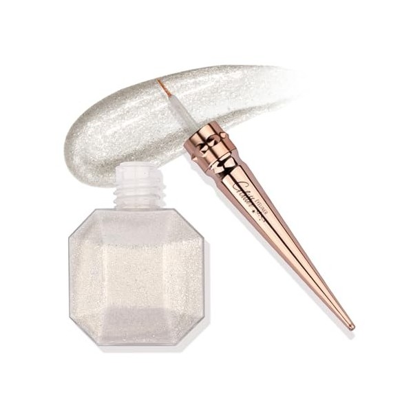 FADVAN No.5 Glitter Metallic Eyeliner Platine Eyeliner Métallisé Pailleté Longue Durée Extrêmement Fin, Peut être Utilisé Com...