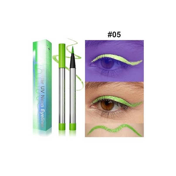 Erinde UV Fluorescent Eyeliner Waterproof, Glitter Neon Eye Liner for Parties, Concerts, and Festivals, Liquid Eyeliner for B...