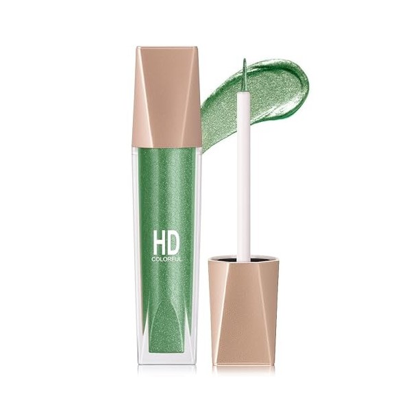Erinde Eyeliner Pailleté Vert, Crayon Yeux Liquide Métallique Scintillant Waterproof, Séchage Rapide et Longue Tenue, Fini Br...