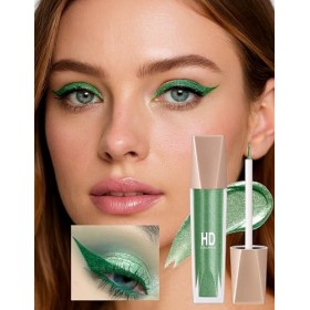 Erinde Eyeliner Pailleté Vert, Crayon Yeux Liquide Métallique Scintillant Waterproof, Séchage Rapide et Longue Tenue, Fini Br...