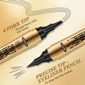 Crayon à Sourcils et Eye Liner 2-en-1, Crayon à Sourcils à Double Extrémité avec 4 Pointes de Précision, Waterproof et Anti-t...