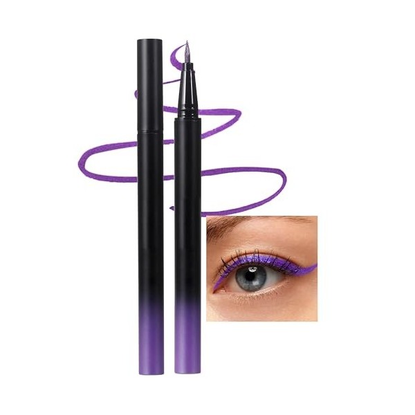 Erinde Eyeliner liquide à paillettes violets, crayon eyeliner liquide métallisé, nacré, maquillage des yeux scintillant, rési...