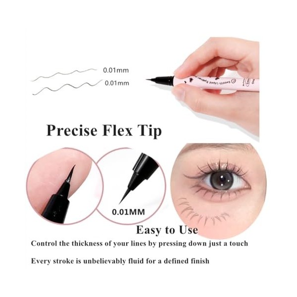 Eyeliner Liquide,Waterproof Ultra-Pigmenté Eyeliner Liquid,Imperméable Longue Durée Séchage Rapide Lisse Sans Taches Stylo Ey...