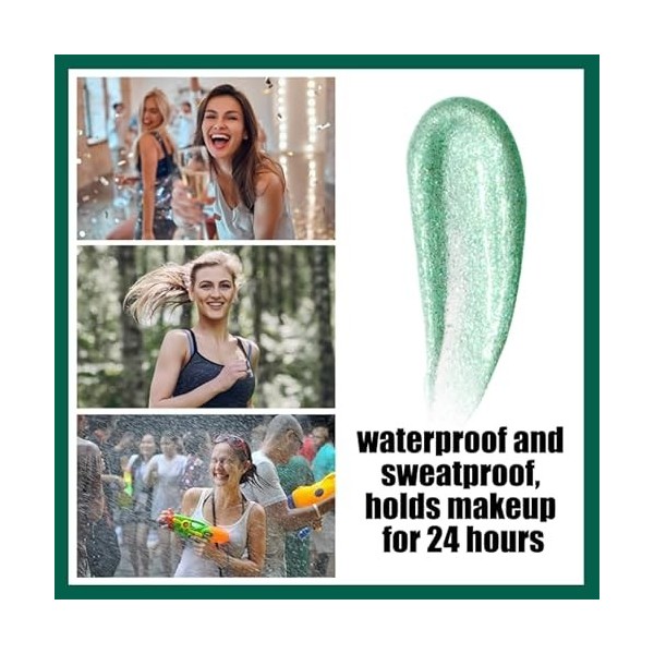 FADVAN No.6 Glitter Metallic Eyeliner Vert Eyeliner Métallisé Pailleté Longue Durée Extrêmement Fin, Peut être Utilisé Comme 