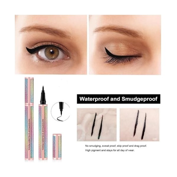 EHIOG Eyeliner liquide imperméable noir – Crayon eyeliner liquide précis résistant aux frottements pour un maquillage parfait...