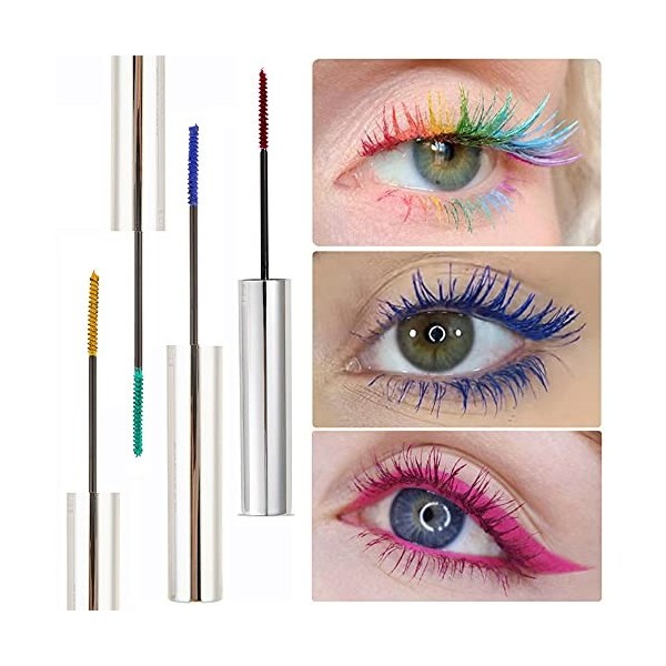 OCHILIMA Mascara 4D Mascara en fibre colorée - Longue durée, épais et long - Imperméable et anti-taches - Bleu Eyeliner / Khô...