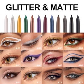 Erinde Crayon Yeux Waterproof Bleu Métallisé, Eyeliner Longue Tenue et Anti-Bavure, Texture Crémeuse et Application Facile, P...