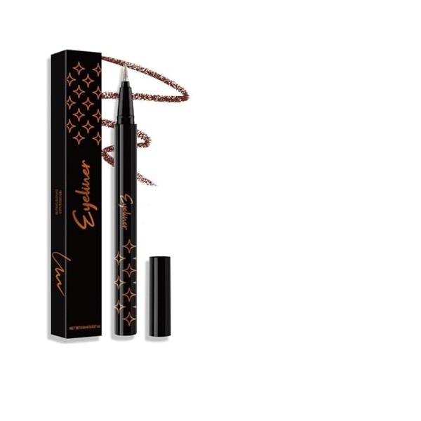 Vawolecy Stylo eyeliner scintillant coloré, Eyeliner liquide scintillant, Finition satinée métallique hautement pigmentée imp