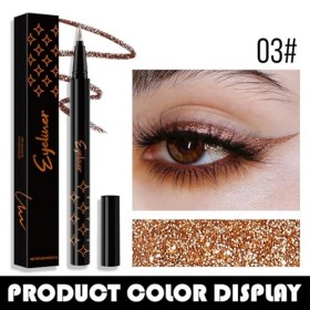 Vawolecy Stylo eyeliner scintillant coloré, Eyeliner liquide scintillant, Finition satinée métallique hautement pigmentée imp