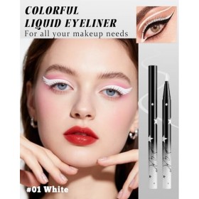 Blanc Matte Liquide Crayon Yeux, Hautement Pigmenté Smooth Eyeliner Waterproof, Longue Tenue 24H, Résistant aux Bavures, Séch...