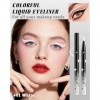 Blanc Matte Liquide Crayon Yeux, Hautement Pigmenté Smooth Eyeliner Waterproof, Longue Tenue 24H, Résistant aux Bavures, Séch...