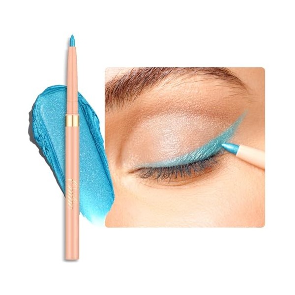 OULAC Crayon Yeux Waterproof, Eye Liner Bleu Mat avec Couleur Intense, Eyeliner Anti-salissures Texture Lisse et Crémeuse, Te