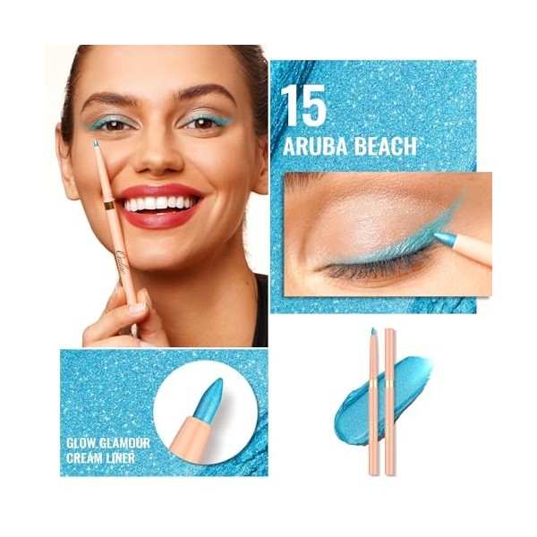 OULAC Crayon Yeux Waterproof, Eye Liner Bleu Mat avec Couleur Intense, Eyeliner Anti-salissures Texture Lisse et Crémeuse, Te