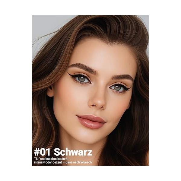 Erinde Eyeliner Waterproof Noir, Crayon Yeux Liquide, Pointe Feutre Ultra Précise, Couleur Intense & Sans Couler, Parfait pou