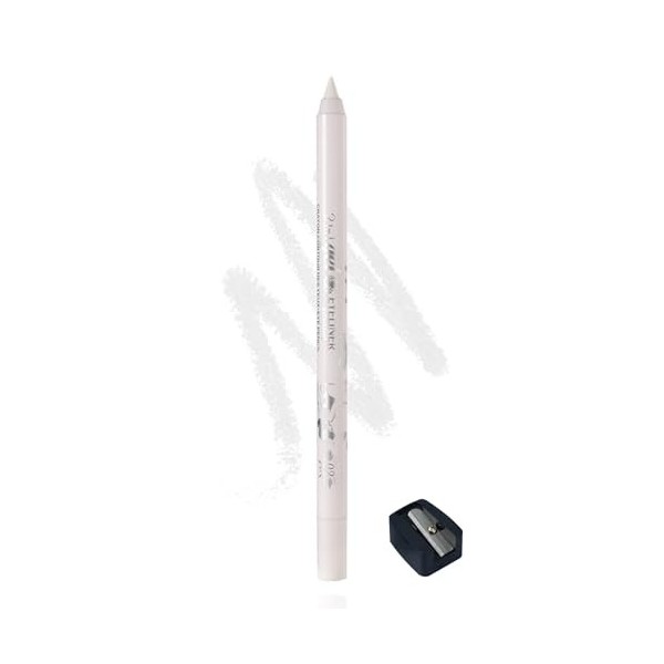 Eyeliner Gel blanc mat - Crayon khôl imperméable et résistant aux taches - Durable et définitif - Avec taille-crayon - Crayon