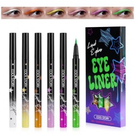 LOPHE 6 Couleurs Eyeliner Colorés, Imperméable Longue Durée Séchage Rapide Lisse Sans Taches Stylo Eyeliner Coloré Ensemble C