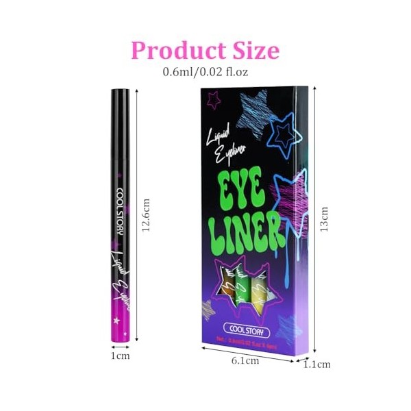 LOPHE 6 Couleurs Eyeliner Colorés, Imperméable Longue Durée Séchage Rapide Lisse Sans Taches Stylo Eyeliner Coloré Ensemble C