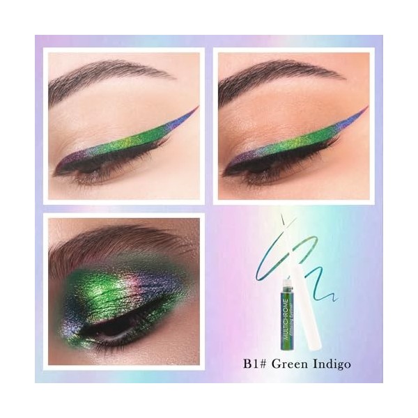 Chameleon Crayon Yeux Liquide, Eyeliner Pailleté Métallique Coloré, Waterproof et Durée, Pointe Ultra-Fine, Multicolore Très ...