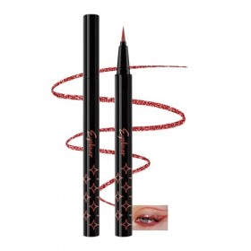 Paillettes Eyeliner Liquide Pen, Rouge Glitter Pearlescent, Long Lasting Waterproof Crayon Yeux, Résistant aux Taches, Pigmen...