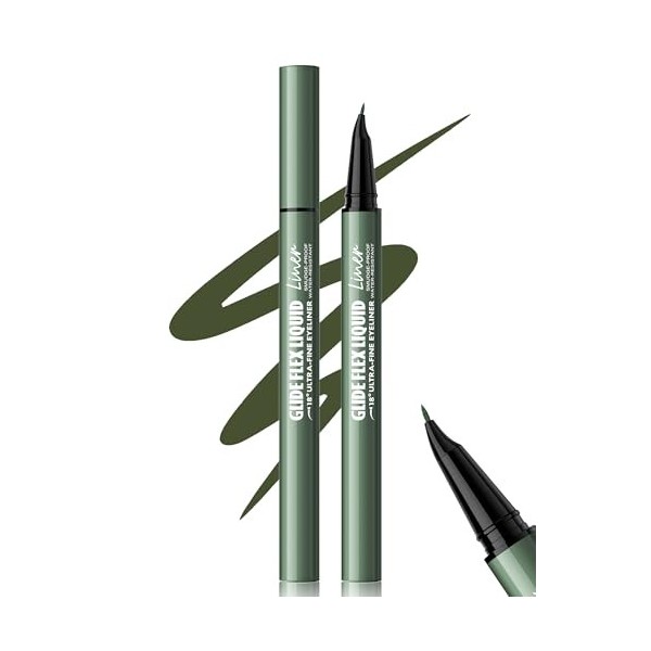 Erinde Eye Liner Vert Métallique, Pointe Précise Incliné à 18°, Crayon Yeux Waterproof, Crayon Yeux Métallique. Haute Pigment