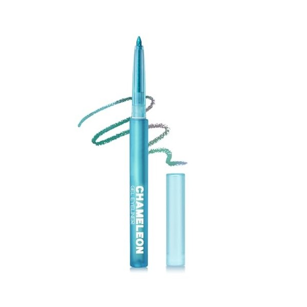 Erinde Crayon Yeux Chameleon Bleu Ciel,Eyeliner Metallic à Effet Multi-Angles,Texture Gel Intense pour une Application Facile