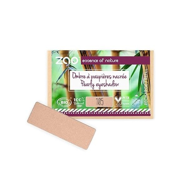 ZAO essence of nature - Recharge Ombre à paupières rectangle Nacrée 105 Sable doré - 1,3 gr