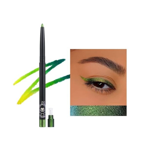 Erinde Crayon Eyeliner Vert Caméléon Métallique Pailleté, Stick à Paupières Multicolore, Sparkling Durable pour les Yeux Eyel...