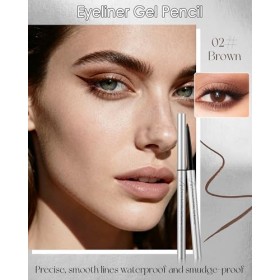 Eyeliner Gel Marron, Métallique Eye Liner Waterproof, Eyeliner Pencil Longue Durée, Crayon Hautement Pigmenté, Séchage Rapide