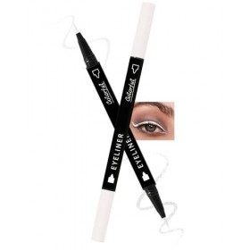 2 en 1 Crayon Yeux Matte et Paillettes, Double Tête Blanc et Argent Eye Liner Liquide, Longue Durée Waterproof, Highly Pigmen...