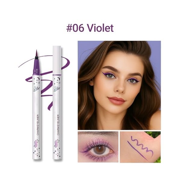 Erinde Crayon Yeux Liquide Violet, Texture Mat et Douce, Application Facile, Haute Pigmentation et Longue Tenue, Eyeliner Wat