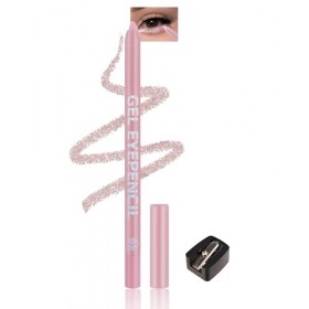 Eyeliner rose clair pailleté waterproof Metallic Shimmer Gel Eyeliner avec taille-crayon crayon fard à paupières à paillettes...