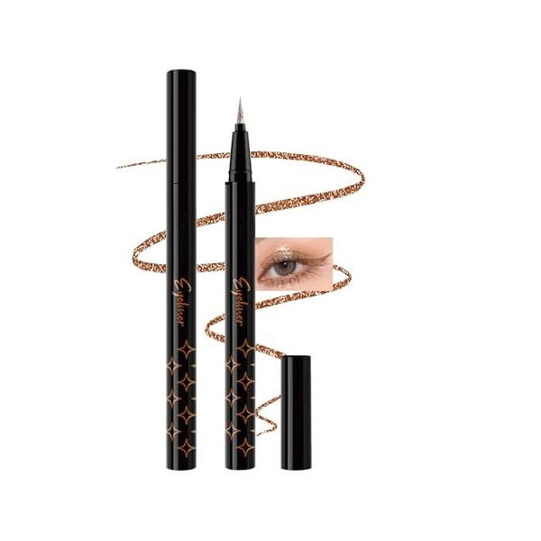 Crayon Yeux Pailleté Liquide, Brillance Durable, Waterproof Eyeliner Métallique Shimmer, Sèche Rapidement et Résiste aux Bavu...