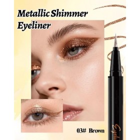 Crayon Yeux Pailleté Liquide, Brillance Durable, Waterproof Eyeliner Métallique Shimmer, Sèche Rapidement et Résiste aux Bavu...