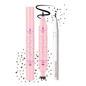 Prreal Eyeliner Freckle Pen 2 en 1, 2 tampons Freckle et eye-liner liquide noir, maquillage naturel réaliste Freckles, stylo ...