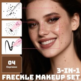 Prreal Eyeliner Freckle Pen 2 en 1, 2 tampons Freckle et eye-liner liquide noir, maquillage naturel réaliste Freckles, stylo ...