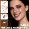 Prreal Eyeliner Freckle Pen 2 en 1, 2 tampons Freckle et eye-liner liquide noir, maquillage naturel réaliste Freckles, stylo ...