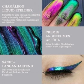 EONFAVE Chameleon Eyeliner liquide, bleu et vert, crayon eye-liner liquide résistant à leau, crayon à paillettes métallisé, 