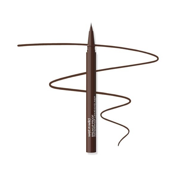 Wet n Wild Mega Last Breakup Proof Liquid Eyeliner, Stylo Eyeliner Marron, Waterproof, Séchage Rapide, Anti-Bavure, Tenue 16 