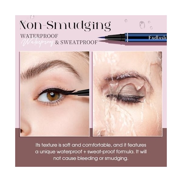 FADLASH Eyeliner Bleu Waterproof 0,6 ml, Crayon Yeux Bleu Mat Waterproof, Séchage Rapide, Effet Naturel Longue Tenue, sans Ba...