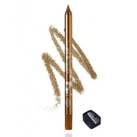 EONFAVE Crayon eyeliner doré - Gel imperméable et résistant aux taches - Crayon à paupières métallique avec taille-crayon - L