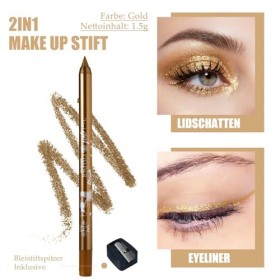 EONFAVE Crayon eyeliner doré - Gel imperméable et résistant aux taches - Crayon à paupières métallique avec taille-crayon - L