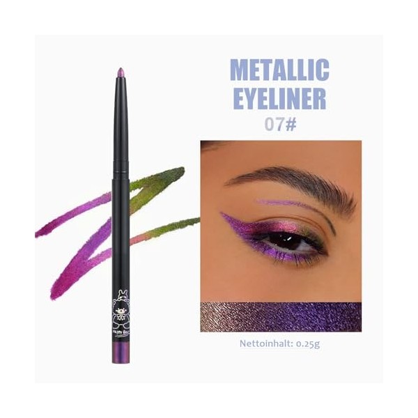 Crayon eyeliner violet à paillettes métallisées, étanche et résistant aux taches, crayon à paupières multichrome, bâton domb